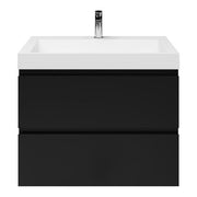 Badmeubelset Base Mat Zwart met Deluxe wastafel 80 cm met kraangat