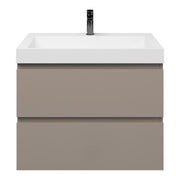 Badmeubelset Base Taupe met Deluxe wastafel 80 cm met kraangat