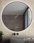 Ronde badkamerspiegel 100 cm met zwarte rand en LED-verlichting