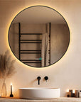 Ronde badkamerspiegel met zwarte rand