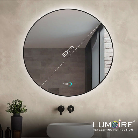 Ronde badkamerspiegel met zwarte rand 60cm