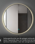 Badkamerspiegel rond met zwarte rand en verlichting