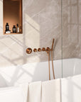 Built-in bath tap set with rod hand shower – copper