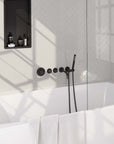 Built-in bath tap set with rod hand shower – Matte Black