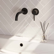 Inbouwwastafelkraan met gebogen uitloop - Mat Zwart