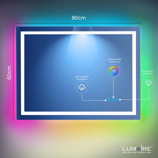 Badkamerspiegel met LED en RGB verlichting, ideaal voor elke badkamer