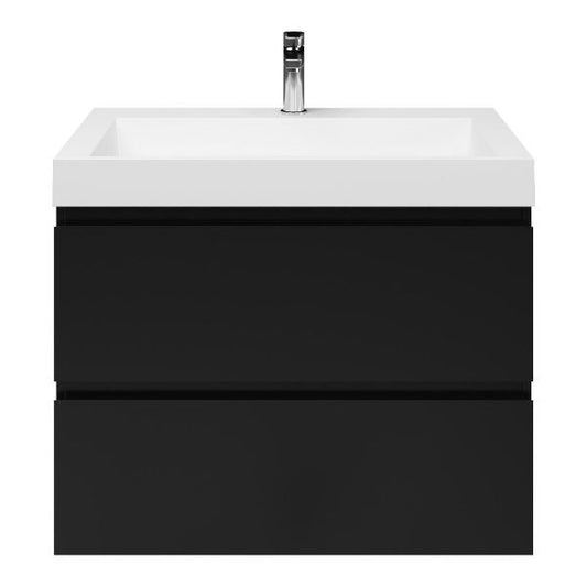 Badmeubelset Base Mat Zwart met Deluxe wastafel 80 cm met kraangat