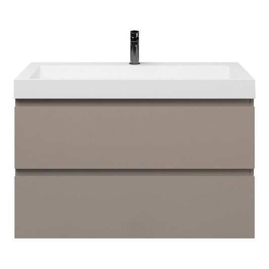 Badmeubelset Base Taupe met Deluxe wastafel 100 cm met kraangat