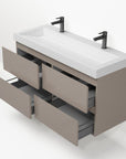 Badmeubelset Base Taupe met Deluxe Wastafel 120 cm met 2 kraangaten