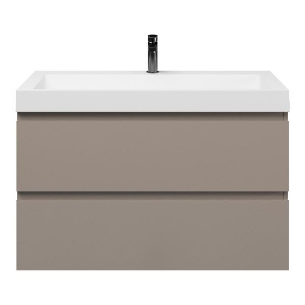 Badmeubelset Base Taupe met Deluxe wastafel 100 cm met kraangat