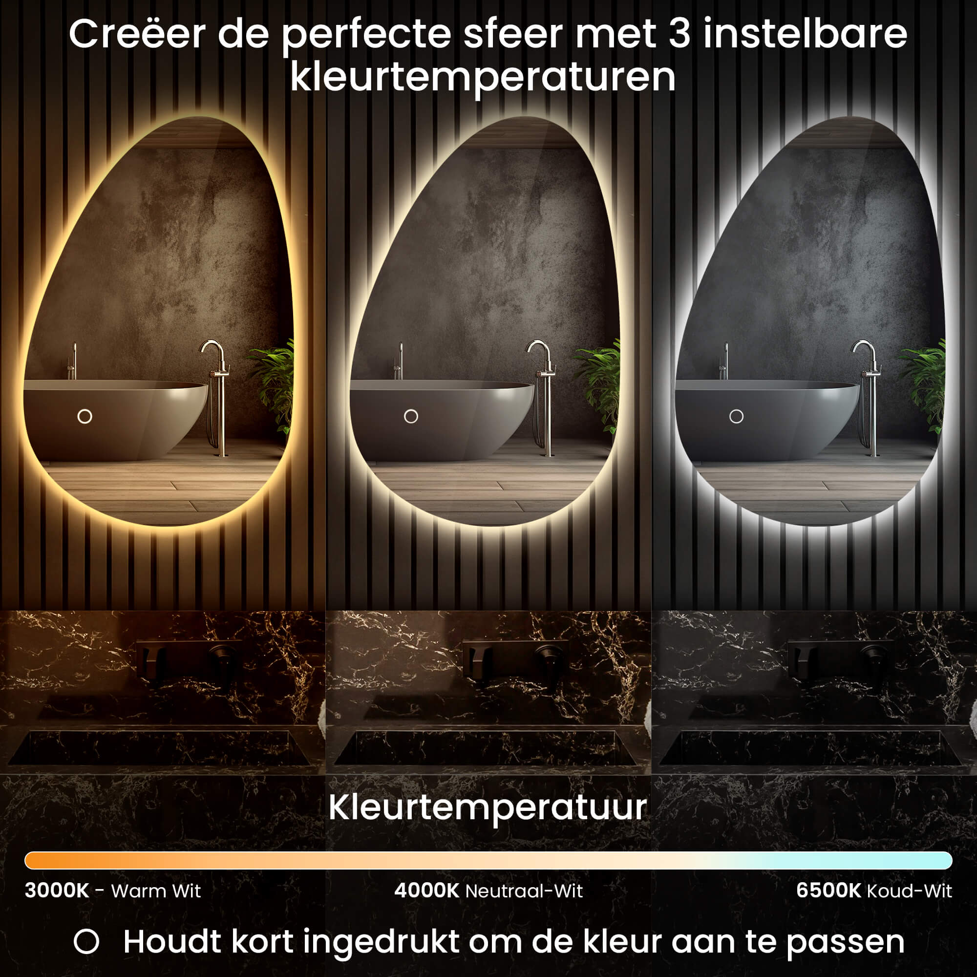 badkamerspiegel met dimbare verlichting