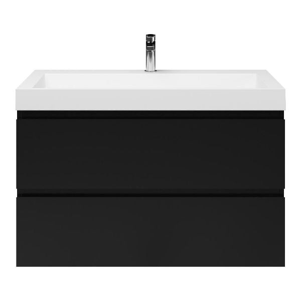 Badmeubelset Base Mat Zwart met Deluxe wastafel 100 cm met kraangat