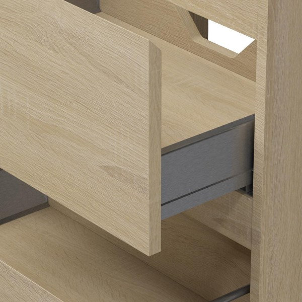 Badmeubelset Base Licht Eiken met Deluxe wastafel 100 cm met kraangat