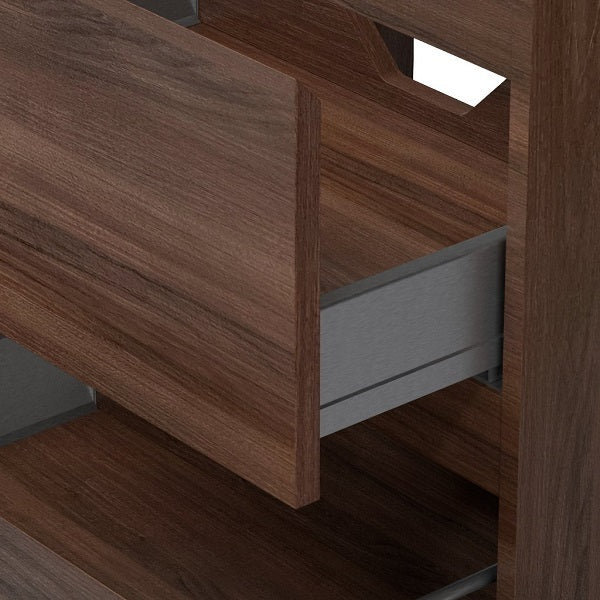 Badmeubelset Base Walnoot met Deluxe wastafel 80 cm met kraangat