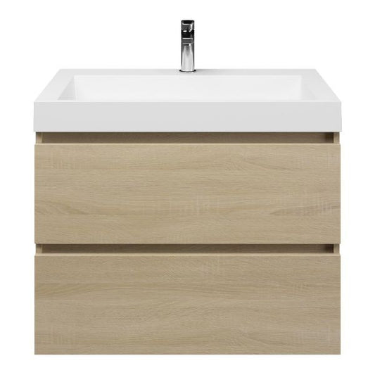 Badmeubelset Base Licht Eiken met Deluxe wastafel 80 cm met kraangat