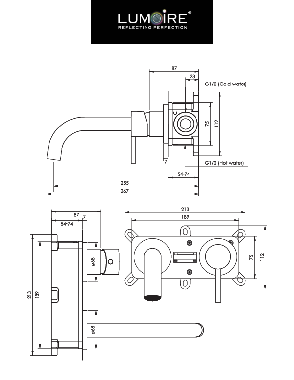 Built-in washbasin tap with curved spout - Gunmetal