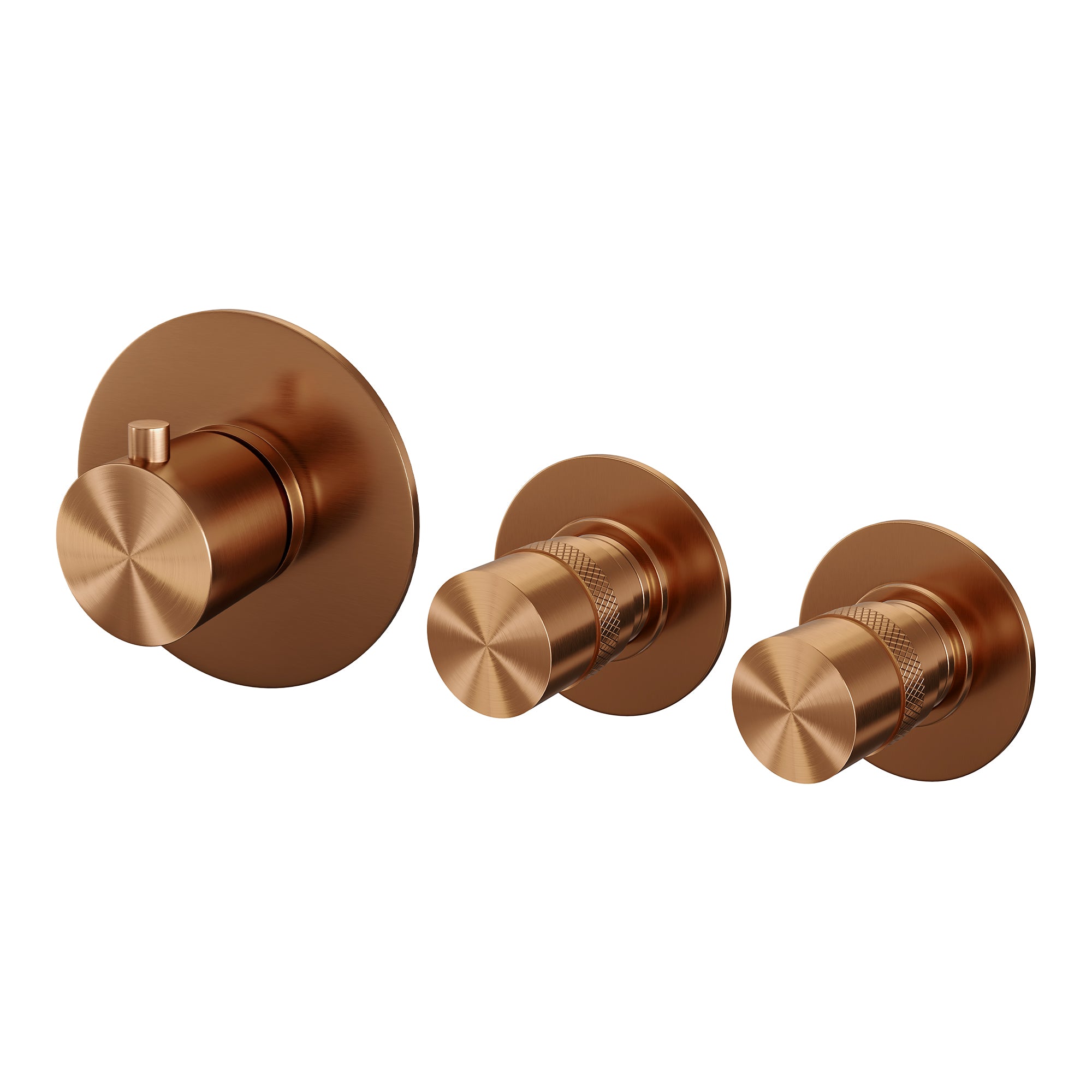 Built-in bath tap set with rod hand shower – copper