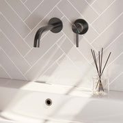 Inbouwwastafelkraan met gebogen uitloop - Gunmetal