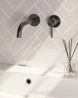 Built-in washbasin tap with curved spout - Gunmetal