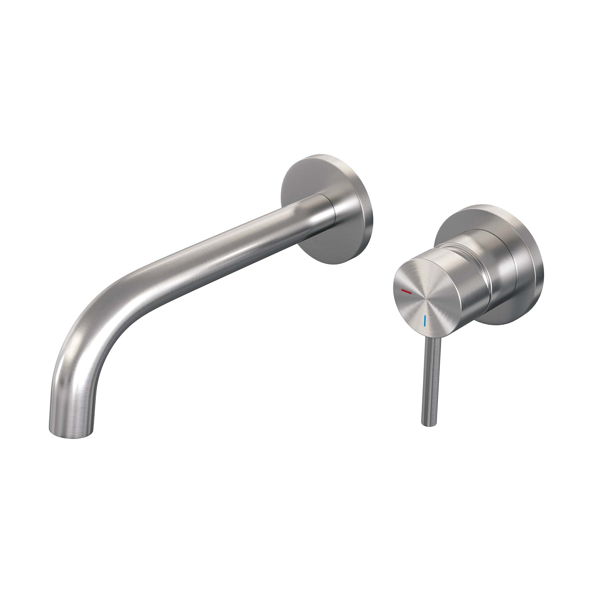 Built-in washbasin tap with curved spout - stainless steel