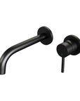Built-in washbasin tap with curved spout - Matte Black